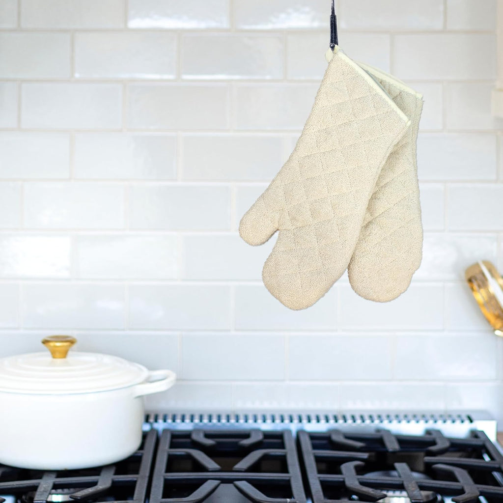 Quilted Cotton Terry Oven Mitts for Baking