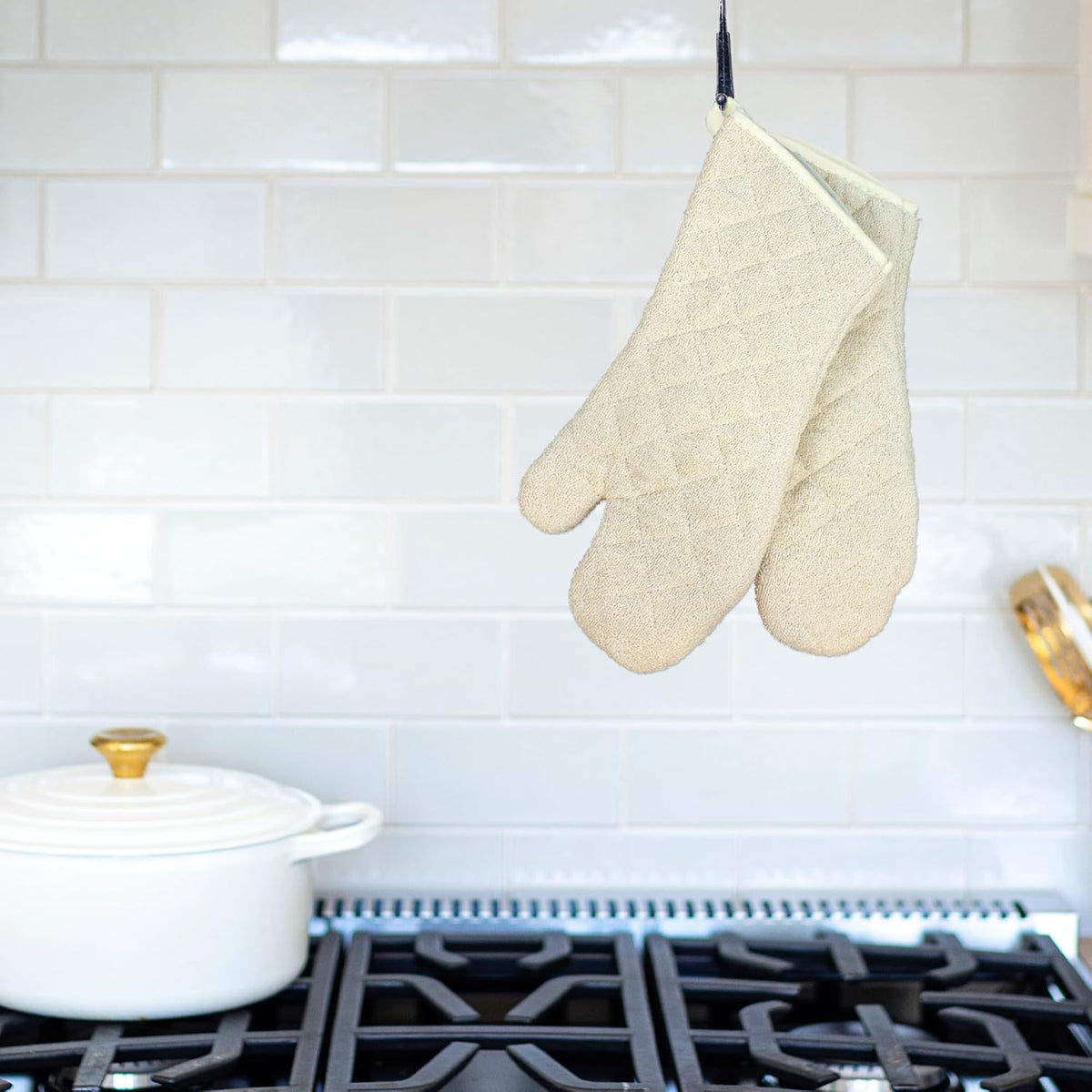 Quilted Cotton Terry Oven Mitts for Baking